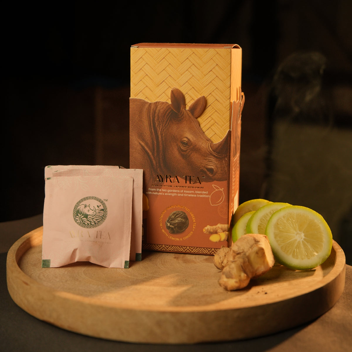 Blooming handcrafted green tea with lemon & ginger